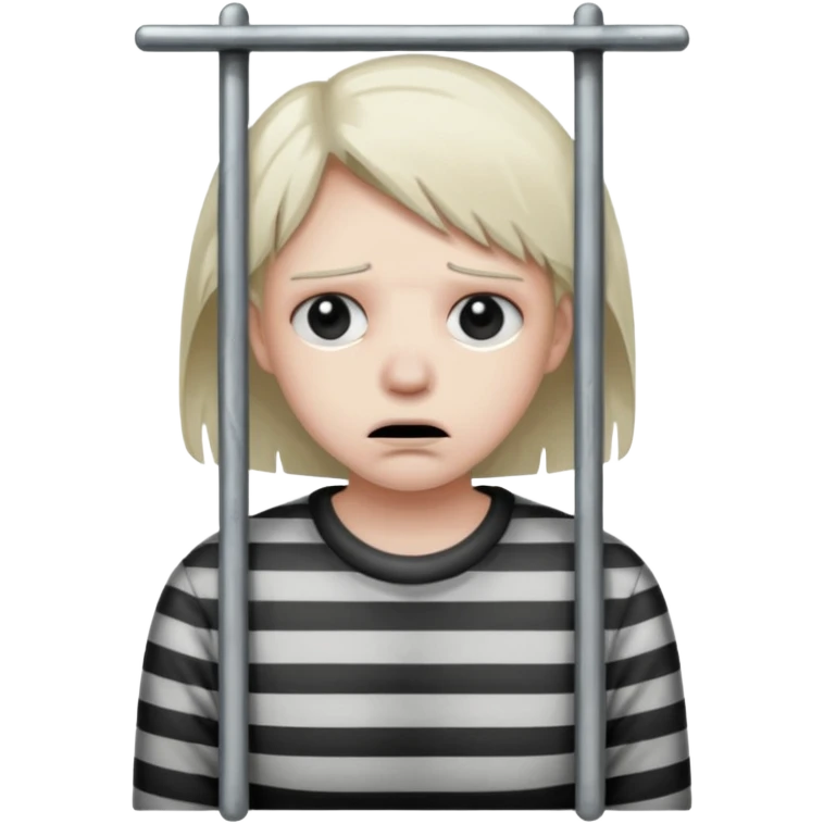 Smutna za więziennymi kratami trzymając się ich rękami emoji