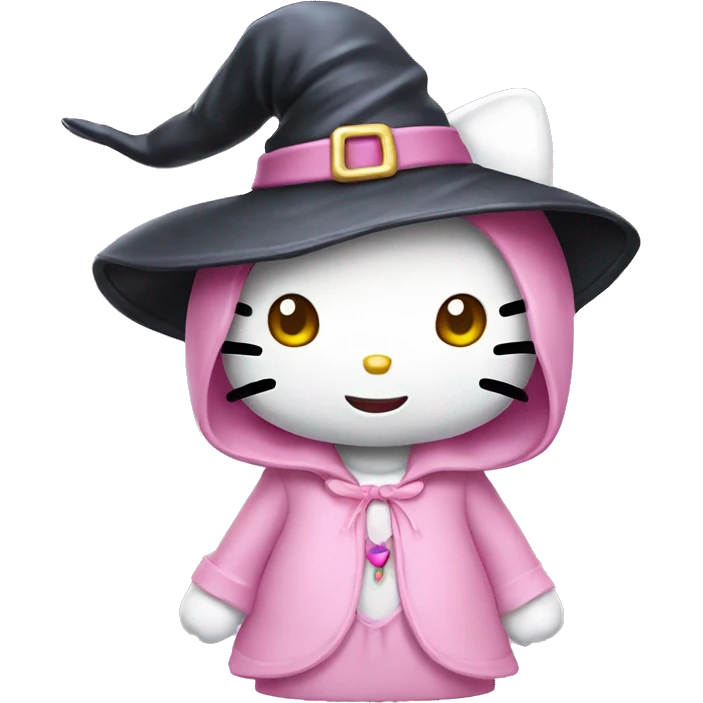 Hello kitty with witch pastel pink hat emoji