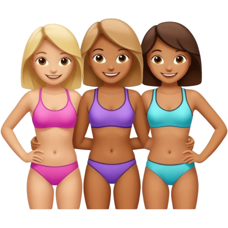 make three girls in bathing suits emoji