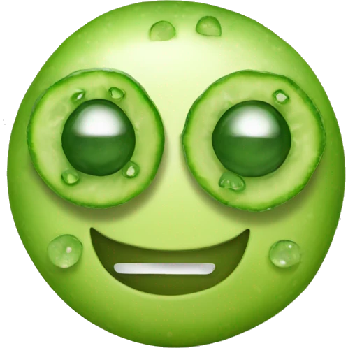 Smiley face with cucumbers on eyes emoji