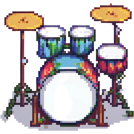 drum set, simple and colorful, pixel art style emoji