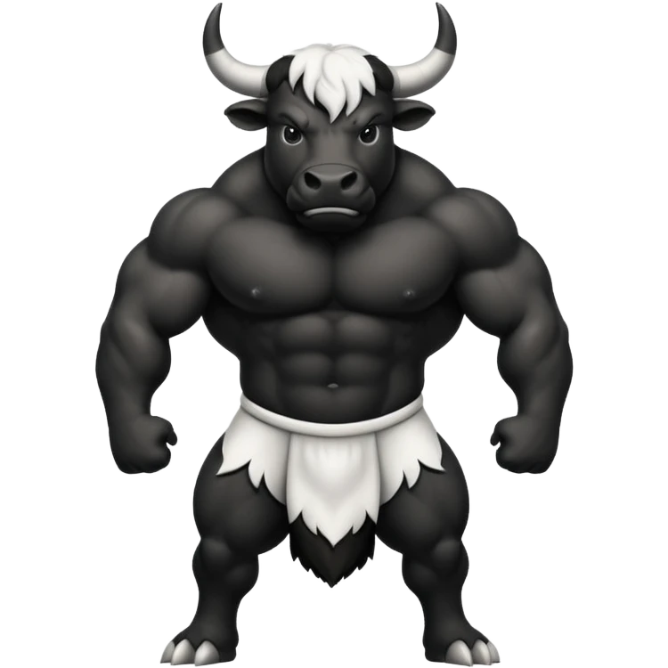 нарисуй черно-белый  бык  emoji