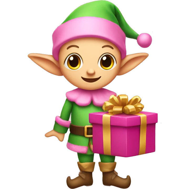 pink elf with presents emoji