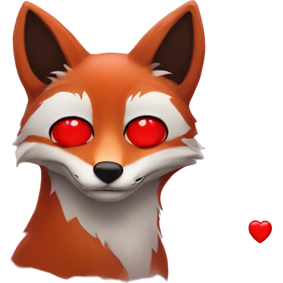 dark red fox face with tiny red heart instead of eyes emoji