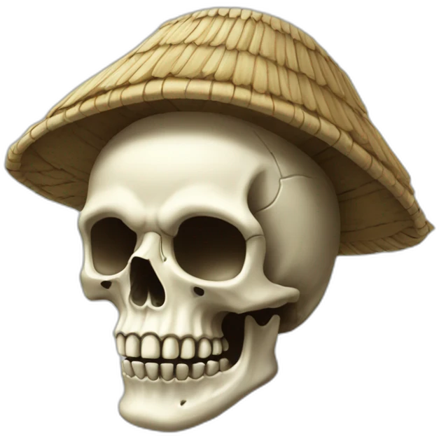 Skull with a One Piece hut emoji