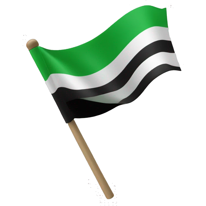 flag with three lines (green, white and black) in a stick  emoji