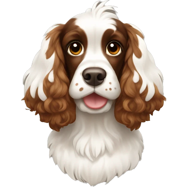 Brown and white Mohawk spotted Cocker spaniel with a Mohawk  emoji