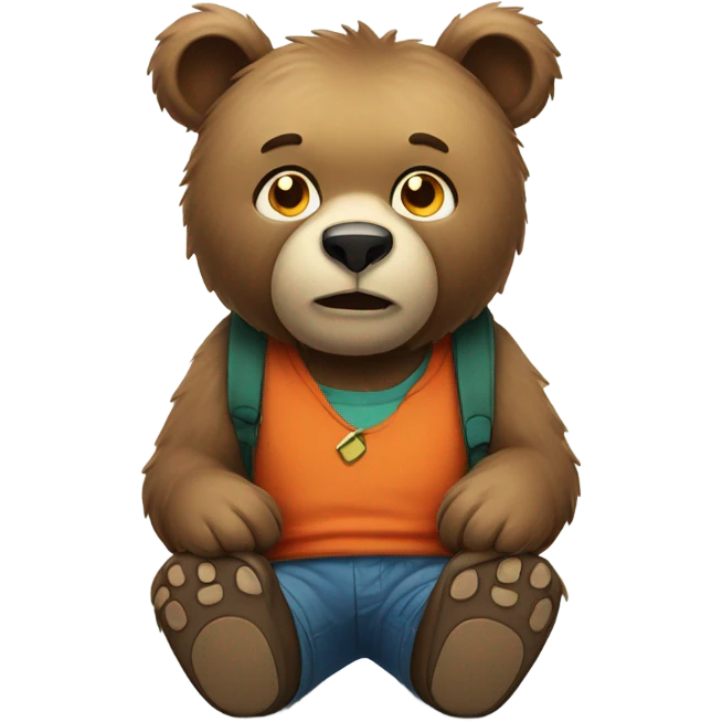 Sad bear wearing shoes emoji