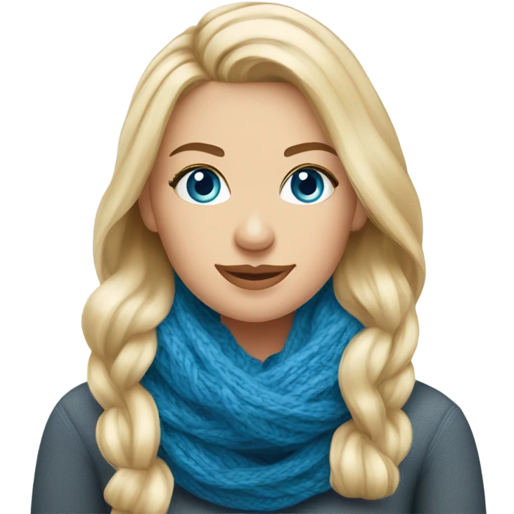 beautiful finnish blonde woman with blue eyes knitting scarf emoji