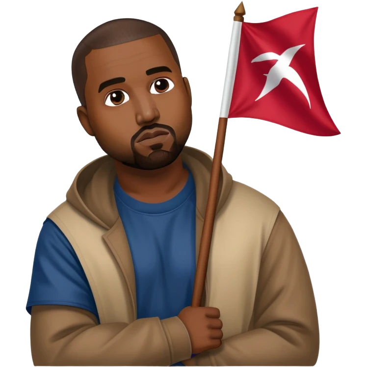 Kanye west holding a Elon musk flag emoji