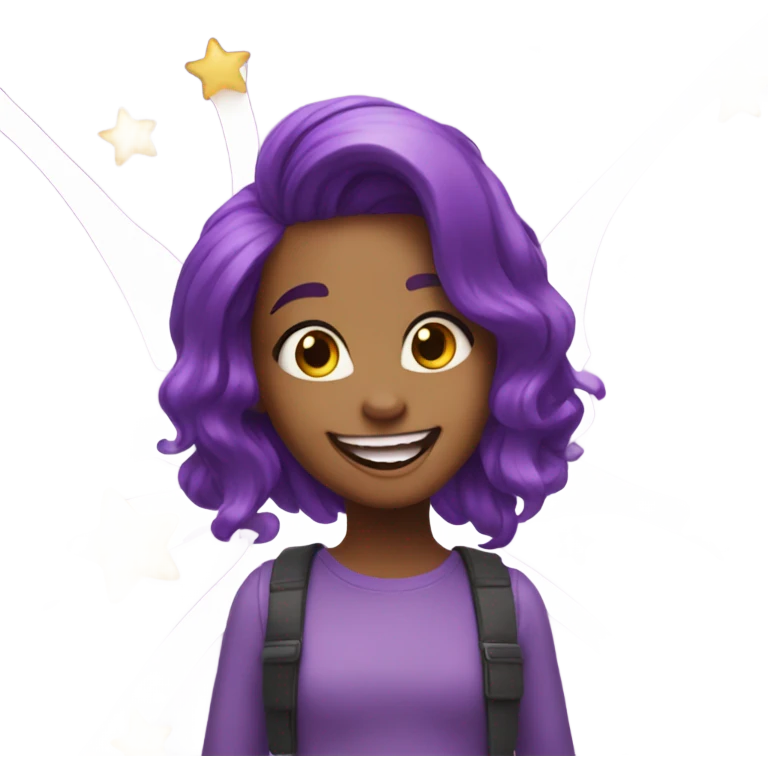 Purple haired girl with celebrating  emoji
