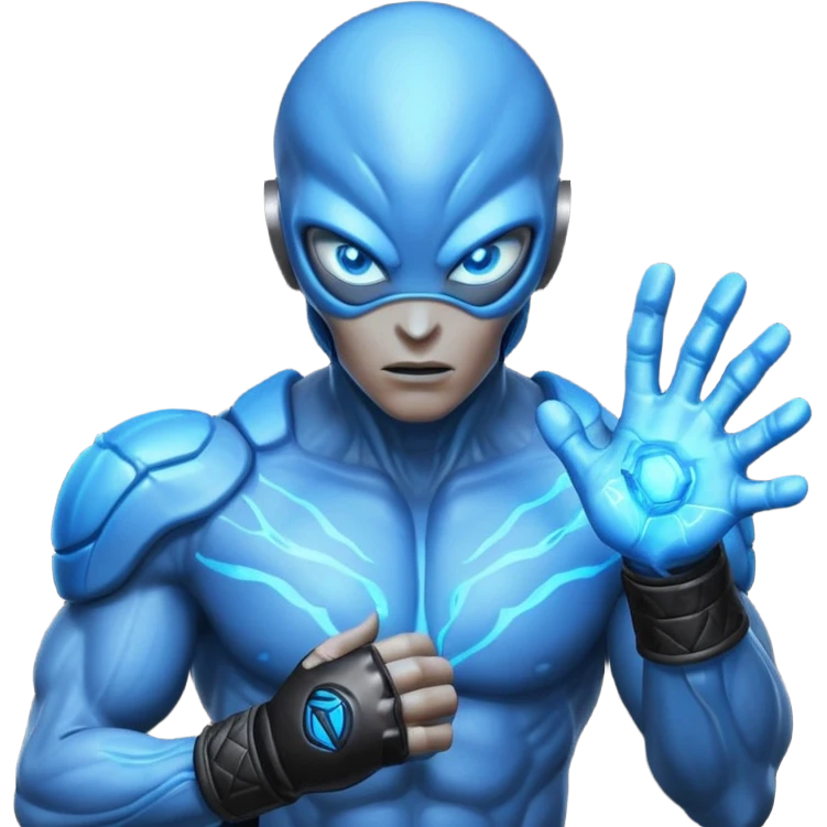 energy alien MMA fighter portrait, head and shoulders only, glowing veins, crackling aura, futuristic fight gloves, intense glowing eyes, 3D cartoon, mobile game icon style, clean background, no text, no watermark
 emoji