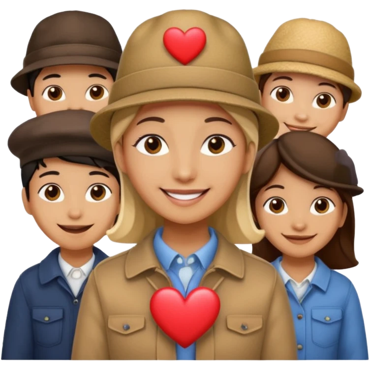 small figure inside a group of people with a heart above emoji