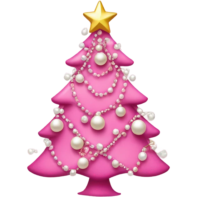 pink christmas tree with bow ornaments and pearls   emoji
