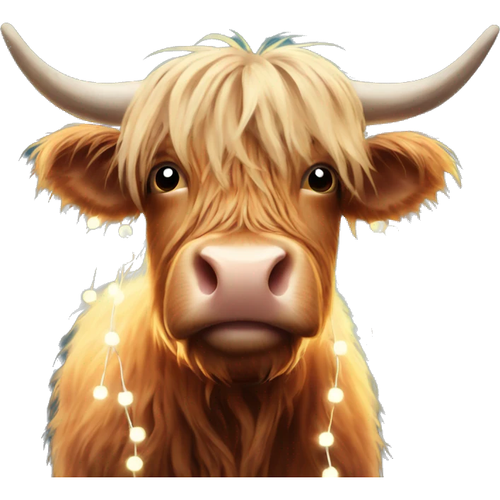 highland cow with christmas lights emoji