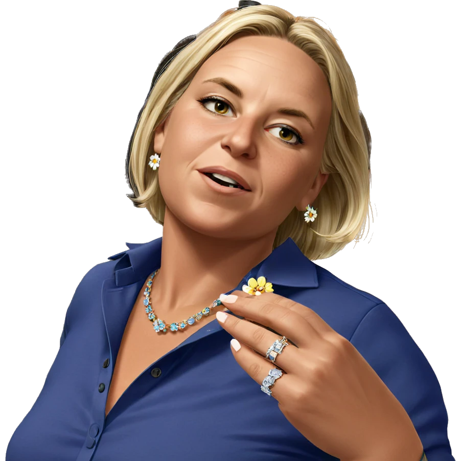 blonde girl with jewelry and flowers emoji