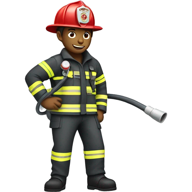 fire fighter, whole body, holding a hose emoji