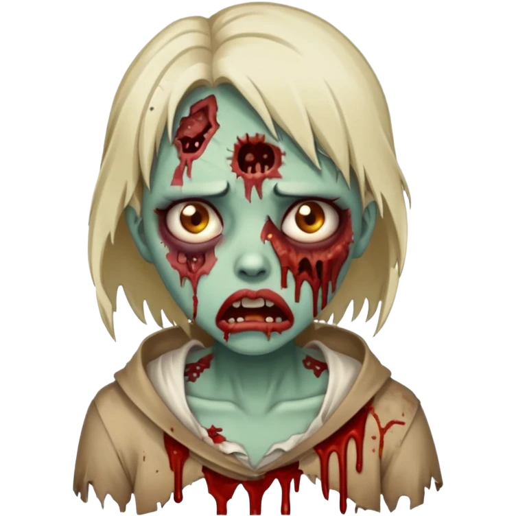 make a zombie girl with a droopy ruined mouth emoji