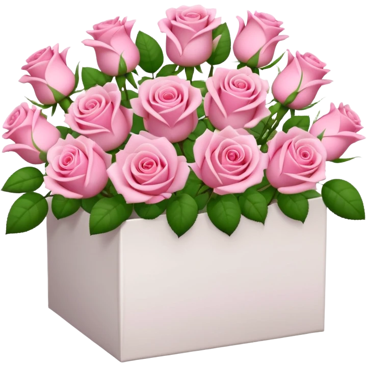 bouquet of pink 15 roses in a white box  emoji