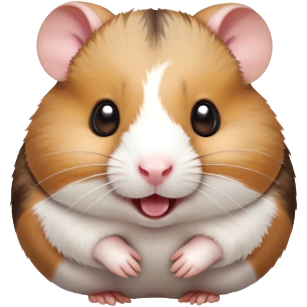 Cinematic Comical Brown and White Banded Hamster Portrait Emoji, Head tilted dramatically with an exaggeratedly amused expression, featuring a striking fur with bold brown and white banded patterns, wide, expressive dark eyes filled with playful disbelief, Simplified yet hilariously expressive features, highly detailed, glowing with a slightly sassy glow, high shine, dramatic yet playful, stylized with an air of cheeky mischief, bright and endearing, soft glowing outline, capturing the essence of a spirited and over-the-top hamster, so meme-worthy it feels like it could side-eye its way into internet fame instantly! emoji
