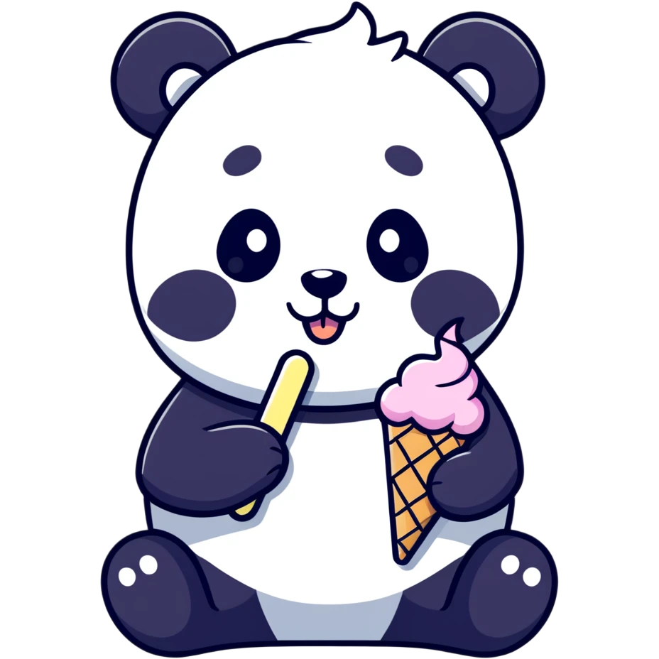 Panda eating ice cream emoji