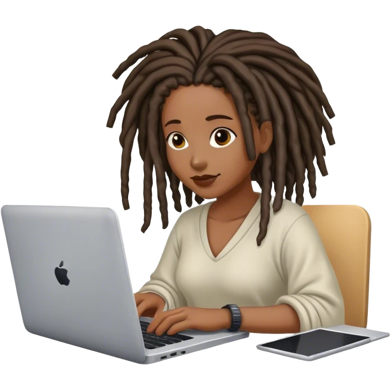 Black woman with locs on a laptop emoji