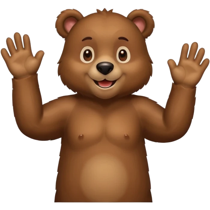 happy bear with paws up, smiling emoji