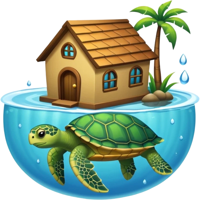 pet turtle in water house emoji