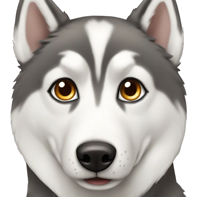 Grey and white husky with brown eyes emoji