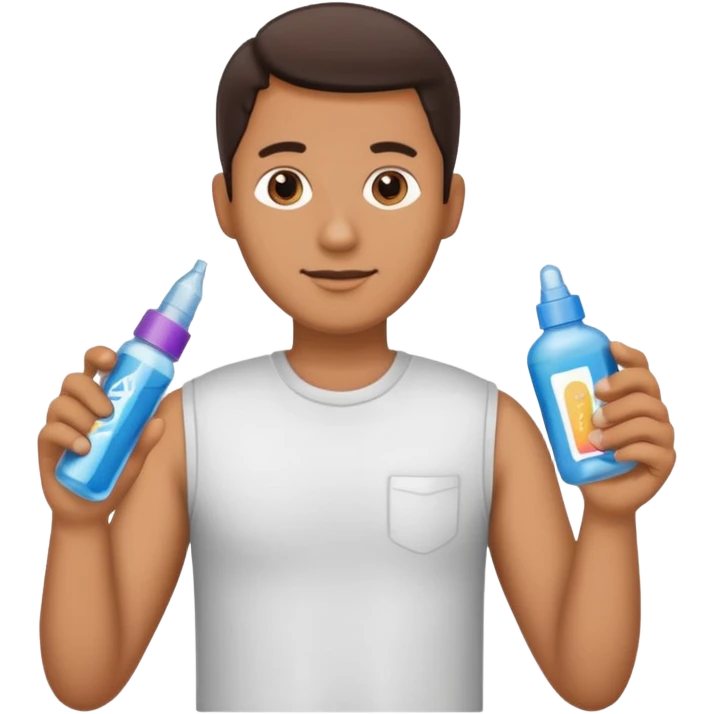 a guy with a dildo,condoms, and lube emoji