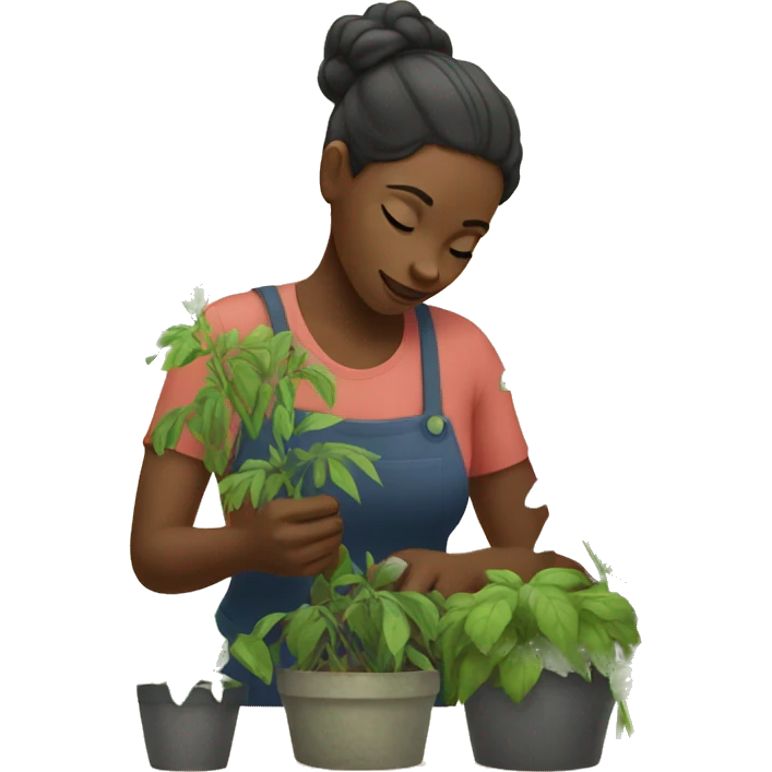 Black woman picking plants emoji