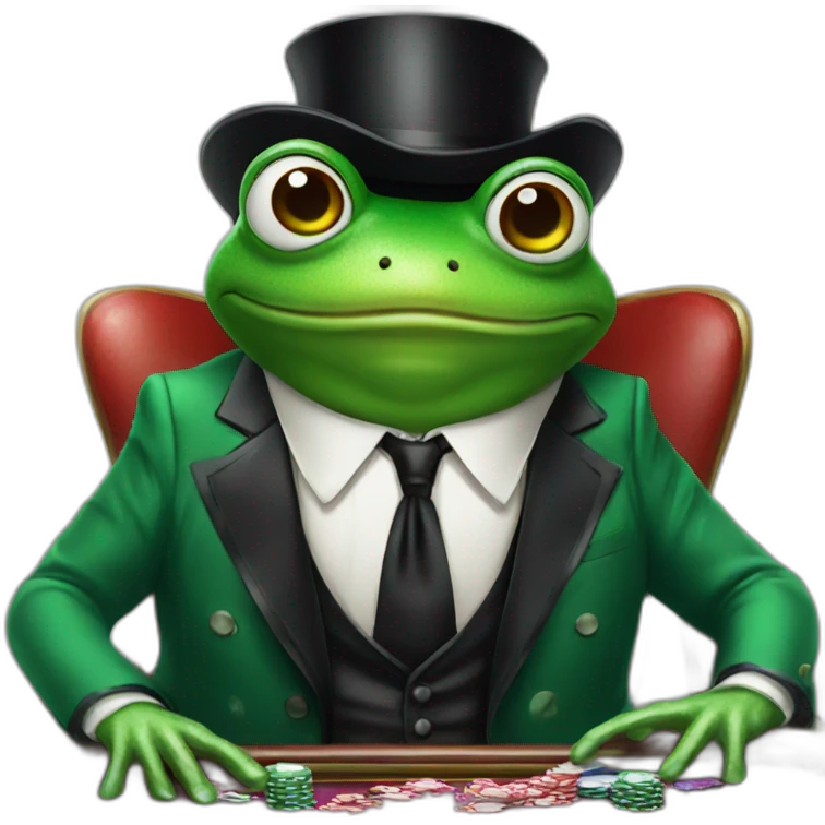 frog wearing tuxedo playing poker in casino emoji