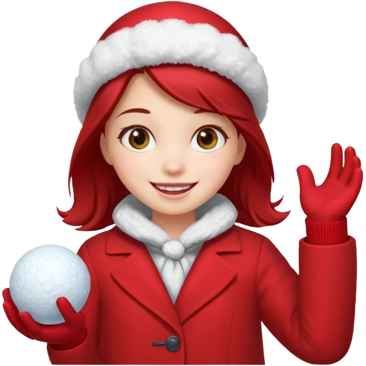 Girl in red with snowball











 emoji