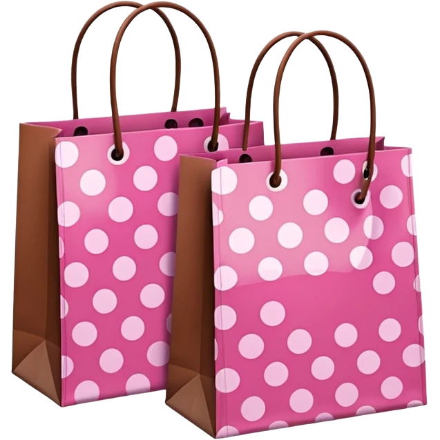 pink and brown polka dot shopping bags emoji