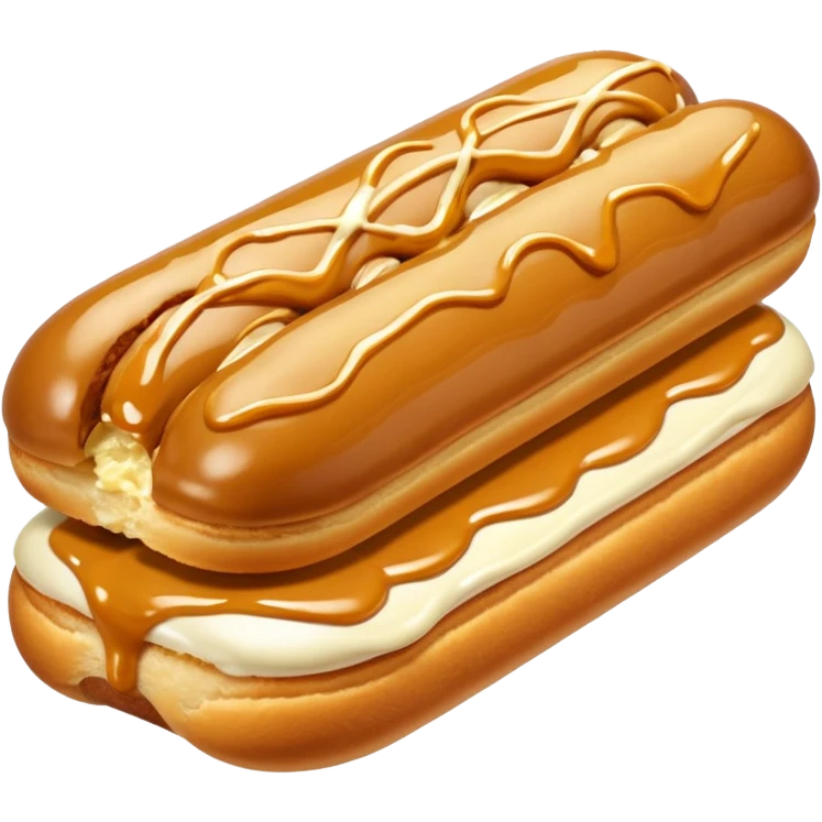  realistic éclair with creaming butterscotch melting  emoji