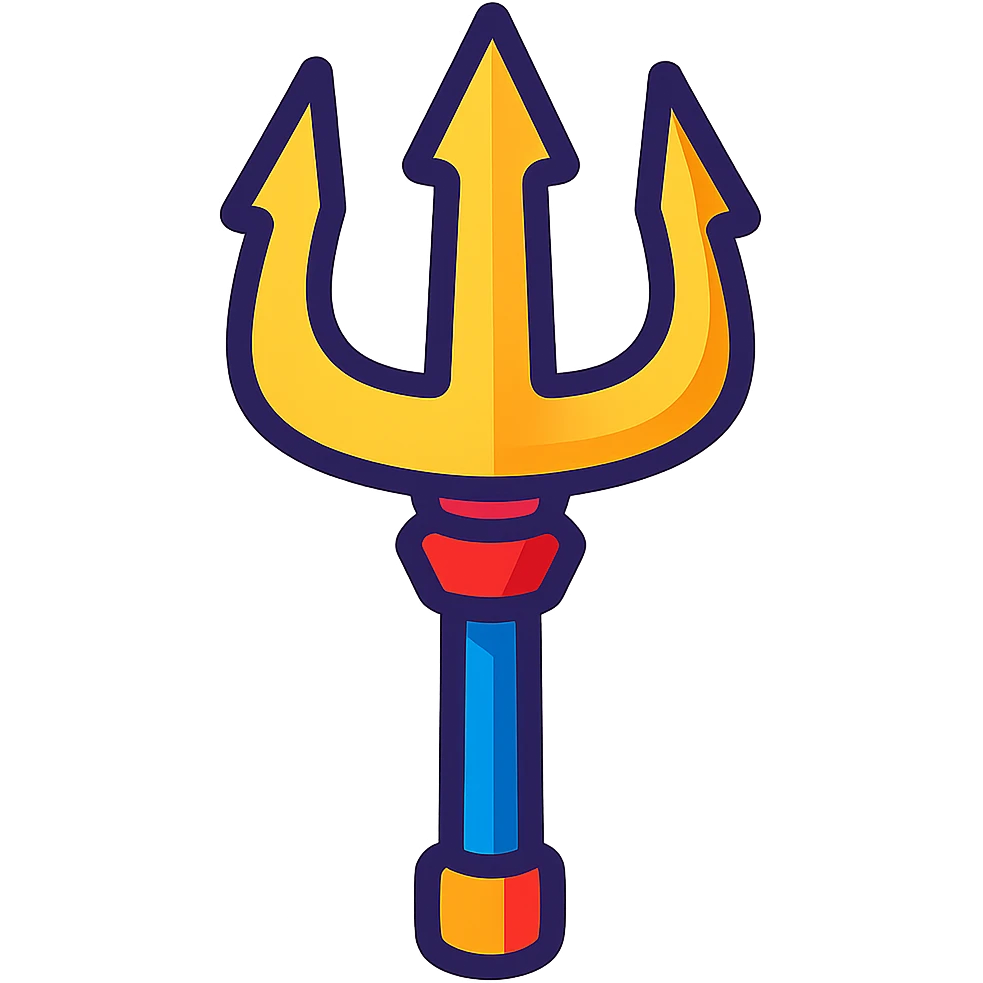 colorful cartoon style trident emoji