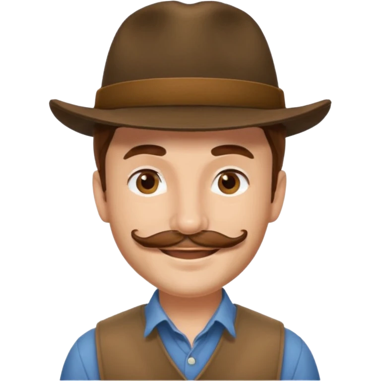 Justin Jeffre with brown hair and mustache and hat emoji
