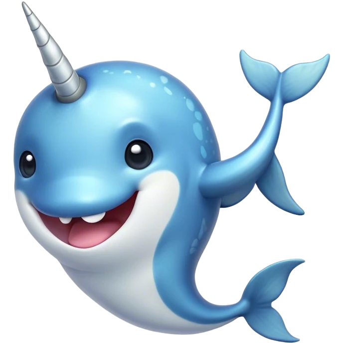 Cinematic Comical Cute Narwhal Portrait Emoji, Head tilted dramatically with an exaggeratedly amused expression, featuring a uniquely curved tusk, a sleek body with wide, comically expressive eyes brimming with playful disbelief, Simplified yet hilariously expressive features, highly detailed, glowing with a slightly sassy oceanic glow, high shine, dramatic yet playful, stylized with an air of cheeky marine mischief, soft glowing outline, capturing the essence of a meme-worthy cute narwhal that looks ready to side-eye its way into viral fame! emoji
