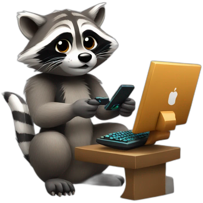 Racoon playing videogames emoji