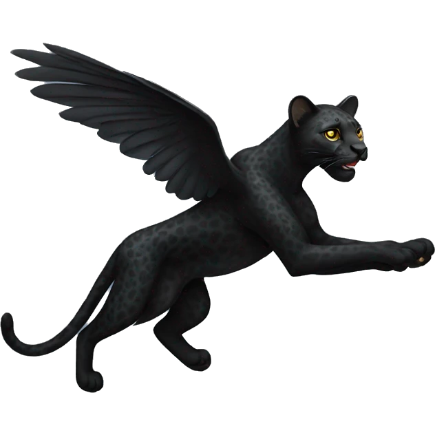 winged black leopard flying emoji