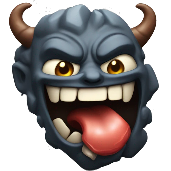 demon with his tongue out and his hand in the shape of a rock emoji