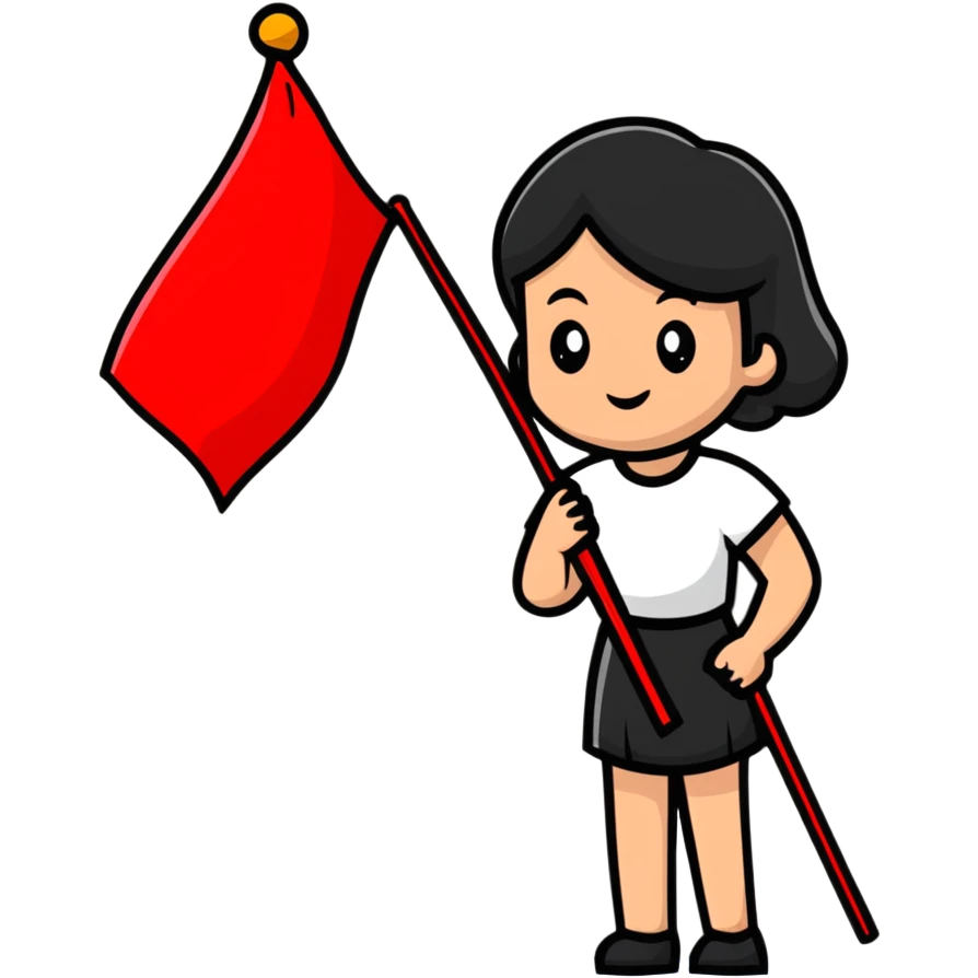 woman with red flag emoji