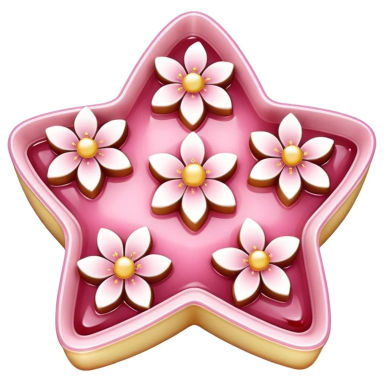 sakura pudding shaped like a star with cherry blossom decoration emoji