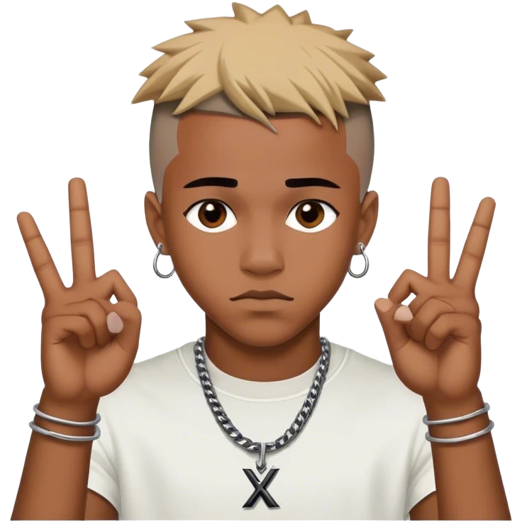 Xxxtentacion doing the X gesture emoji