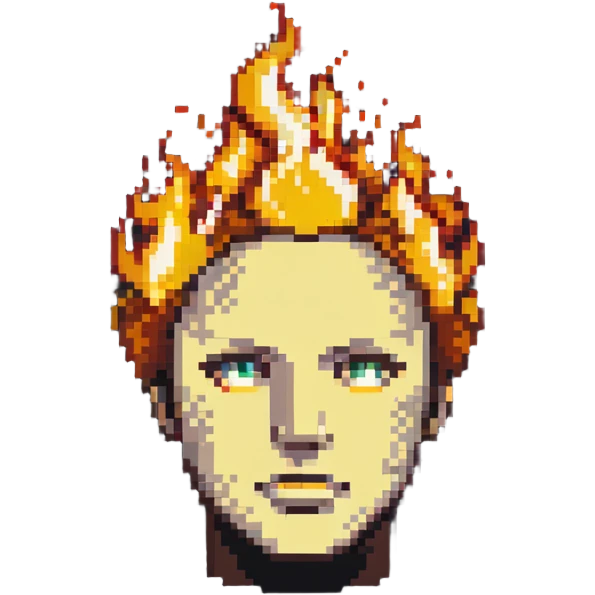 head with fire, expressionless face emoji