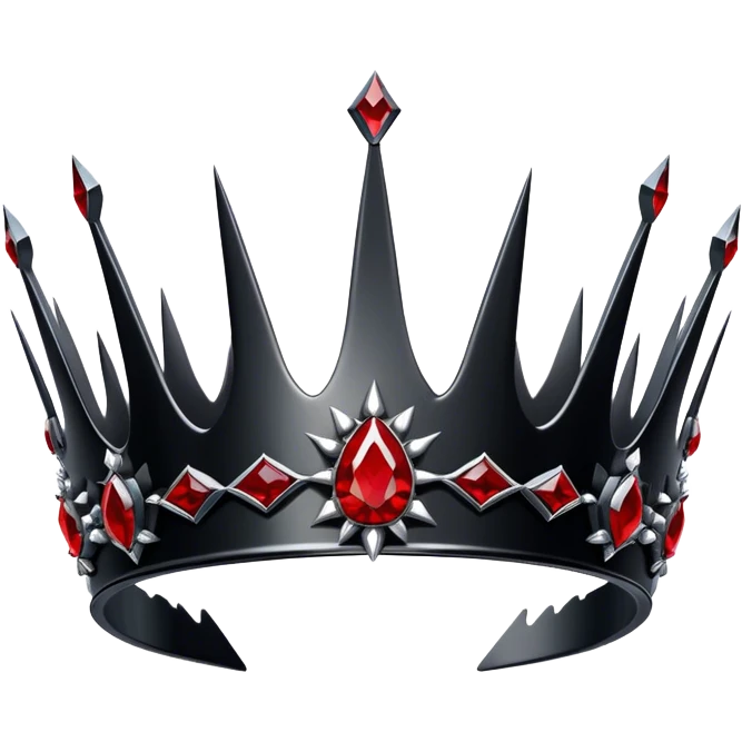 Black obsidian thorn-crown-Tiara with only red gemstones  emoji