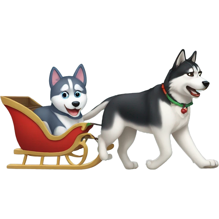 Husky pushing cat in a sleigh  emoji