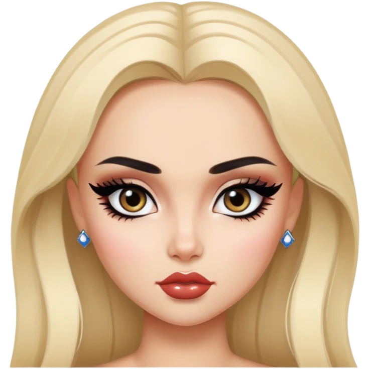 russian features, beauty, pretty eyes, black eyeliner, pretty bratz baddie emoji