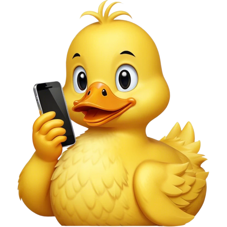 A cartoon duck talking on a smartphone emoji
