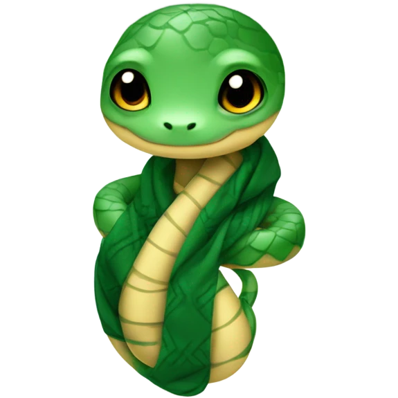 cute baby snake with Slytherin scarf emoji